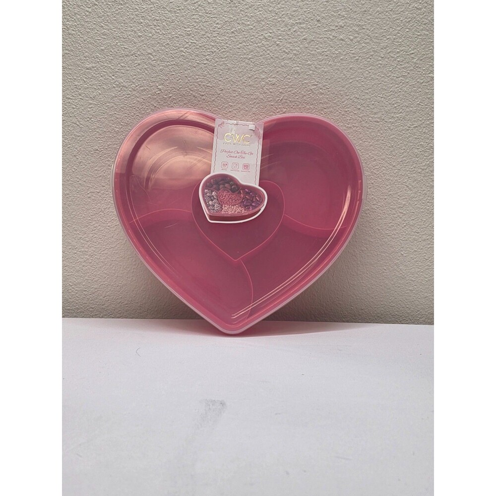 CWC Red Heart Shaped Snack Box Small Food Container with Snap Lid Portable